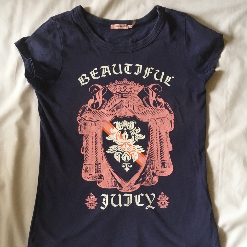 Women’s Juicy Couture Navy Pink Tee Top Shirt L